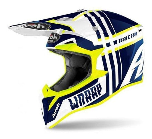 Casco Airoh Helmet Wraap Broken Blue Gloss